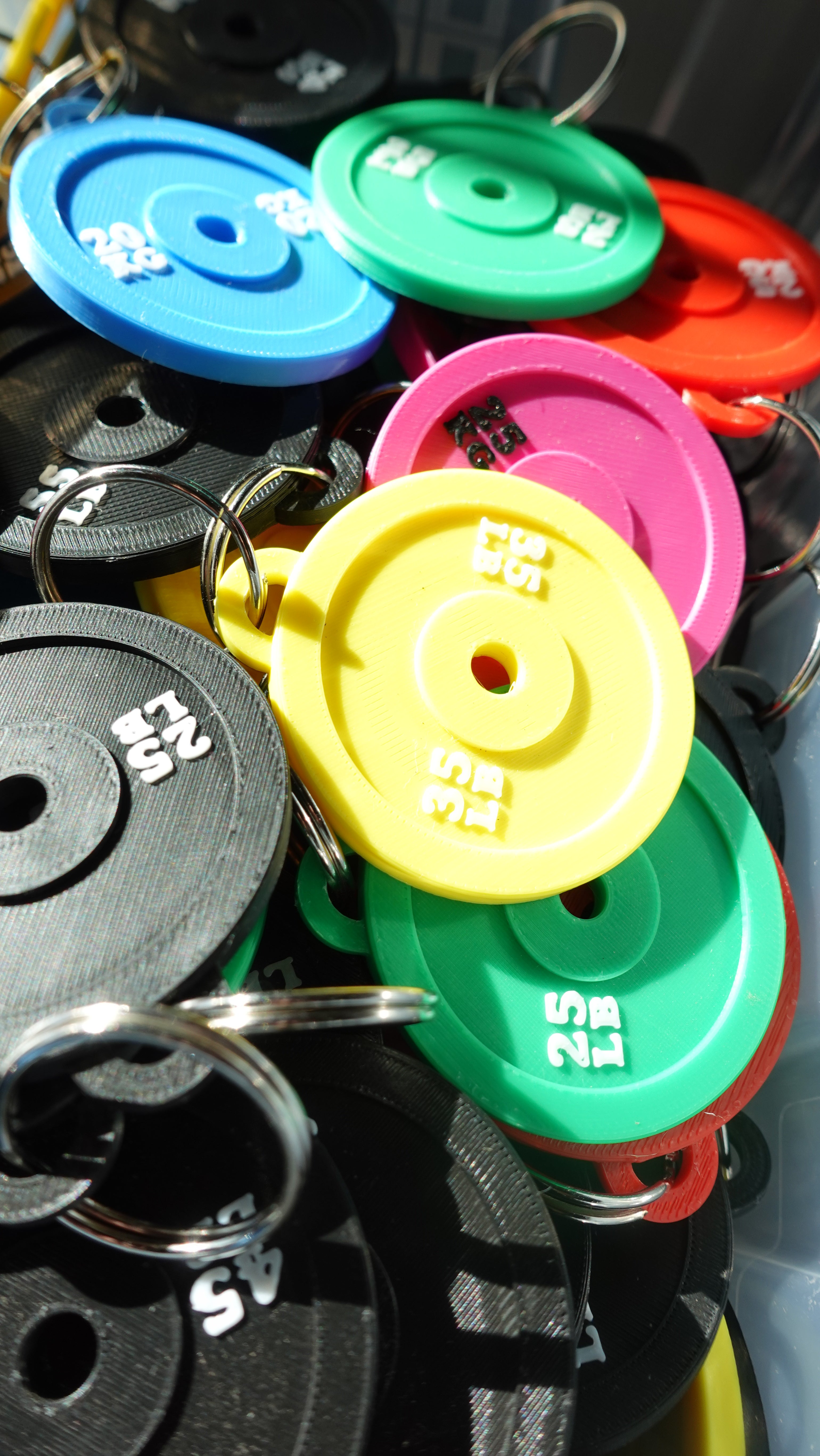 Weight and Kilo Plate Keychains - 3D Printed Plastic Keychains