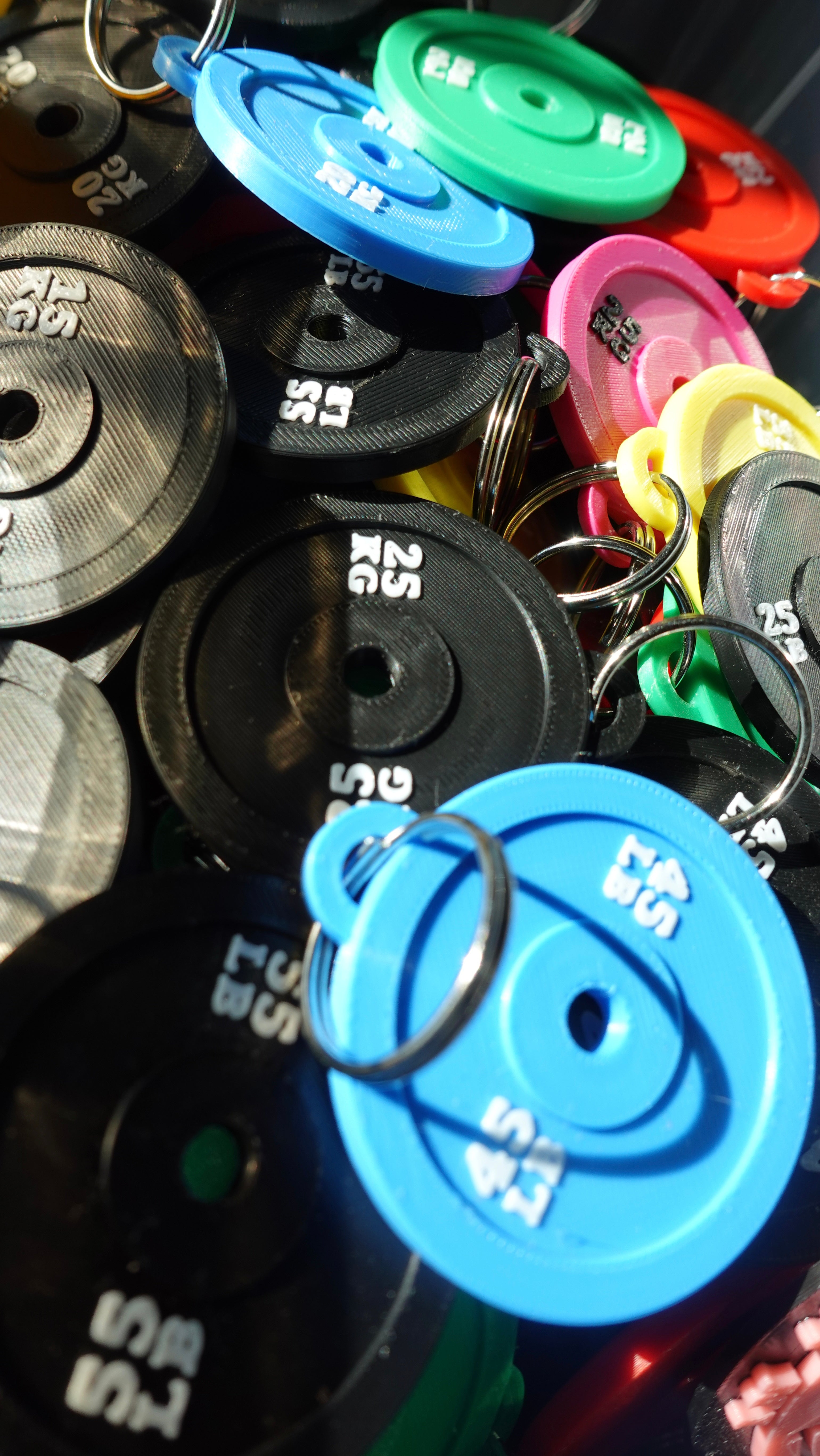Weight and Kilo Plate Keychains - 3D Printed Plastic Keychains